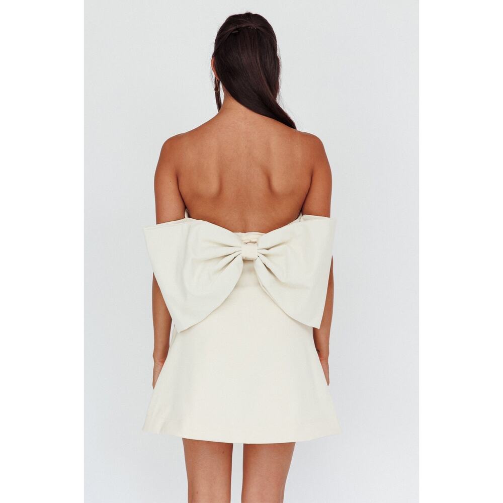 Selfie Leslie Made For Love Bow Back Strapless Mini Dress Ivory Size Small - Picture 2 of 8
